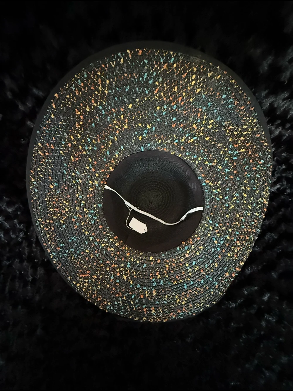 Petalum Floppy Foldable Black Speckled Wide Brim Straw Sun Hat